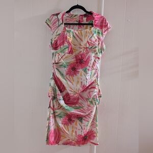 Signature by Sangria Pink Ruched Asymmetrical Sheath Dress